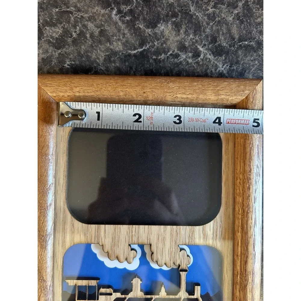 Custom Train Locomotive Wooden Picture Frame 3D Laser Cut Layered Wood W/ Glass‎